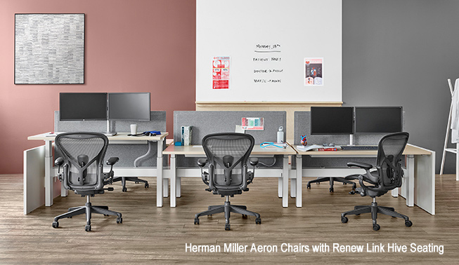 Herman Miller Aeron Chairs with Renew Link Hive Seating